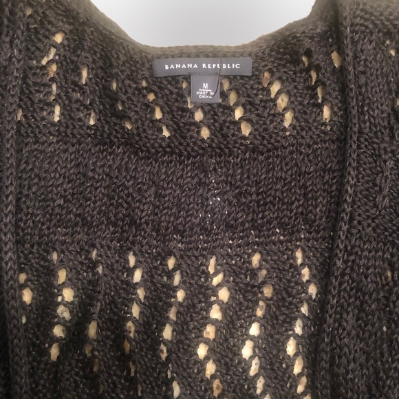 NWOT Banana Republic Black Sweater Women’s Linen Blend Short Sleeve SZ M - Picture 5 of 7